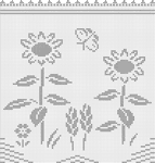 Muster + filetgehäkelt + scheibengardine + sonnenblume